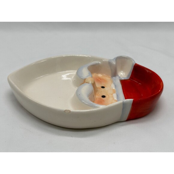 ATICO Santa Face- Divided Ceramic Christmas Candy/Trinket Dish - Ashtray - 5x7" - Picture 4 of 9